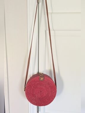 Handwoven Round Rattan Shoulder -Crossbody Bag